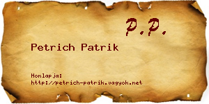 Petrich Patrik névjegykártya